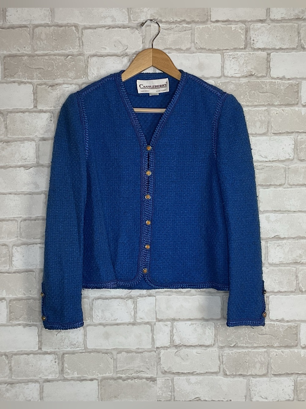 Castleberry Vintage Women's Blue Button Down Knit Cardigan Size R